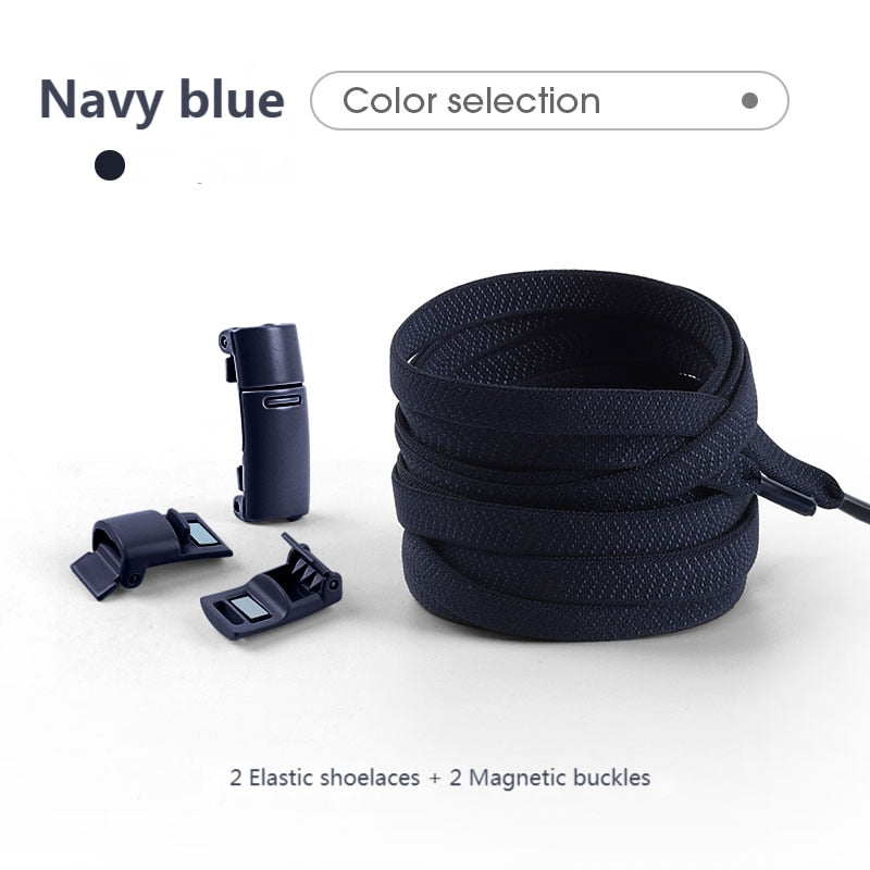 Colorful Magnetic Lock Shoelaces without ties Elastic Laces Sneakers No Tie Shoe laces Kids Adult Flat Shoelace Rubber Bands 0 DailyAlertDeals Navy Blue China