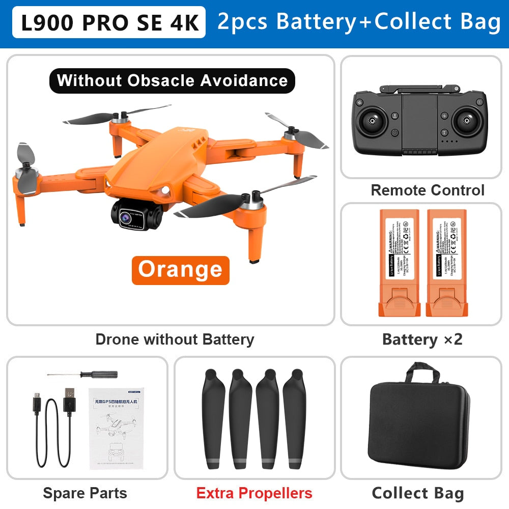 L900 PRO SE 4K HD Dual Camera Drone Visual Obstacle Avoidance Brushless Motor GPS 5G WIFI RC Dron Professional FPV Quadcopter Camera Drone DailyAlertDeals Orange 4K-2B-Bag China