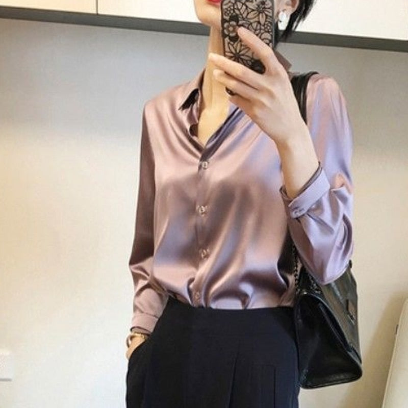 Premium Black Single Breasted Straight Loose Chiffon Thin Long Sleeve Blouses Fashion Soldier Color Spring Autumn Women Clothing 0 DailyAlertDeals qianzi S
