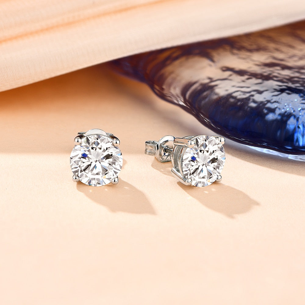 ATTAGEMS 2 Carat 8.0mm D Color Moissanite Stud Earrings For Women Top Quality 100% 925 Sterling Silver Sparkling Wedding Jewelry 0 DailyAlertDeals