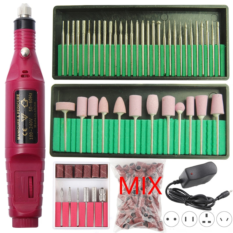 Professional Electric Nail Drill Machine Pedicure Manicure Drill Set Milling Cutters Set Nail File 20000RPM Polishing Equipment 0 DailyAlertDeals China 20000 red set