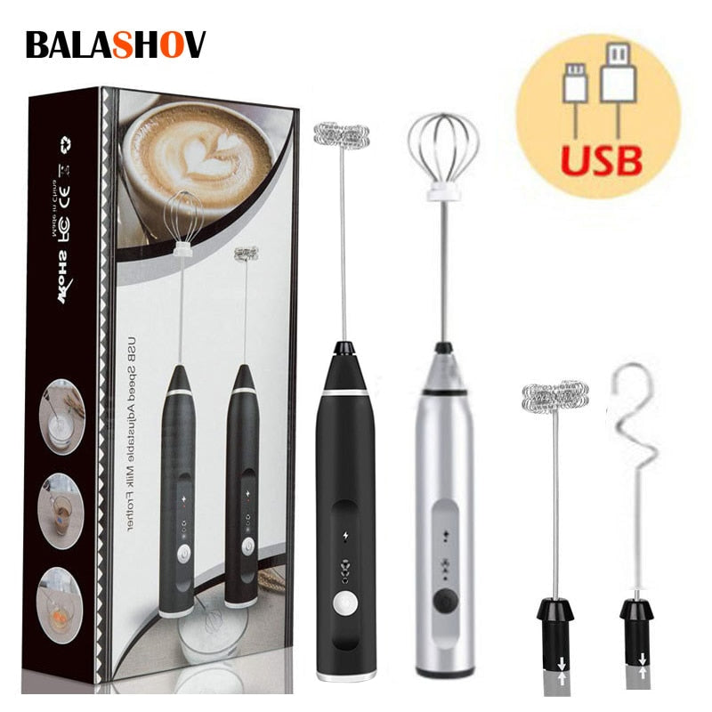 4 in 1 Electric Milk Frothers Handheld Wireless Blender USB Mini Coffee Maker Whisk Mixer Cappuccino Cream Egg Beater Food Blender Electric Milk Frothers DailyAlertDeals