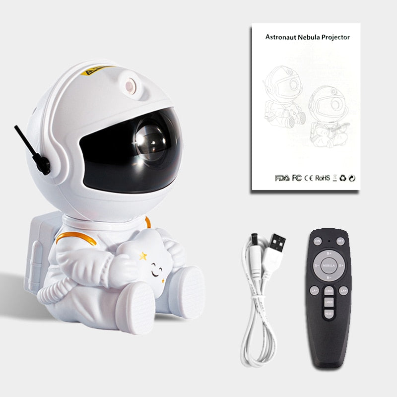 2022 NEW Astronaut Projector Starry Sky Galaxy Stars Projector Night Light LED Lamp for Bedroom Room Decor Decorative Nightlights astronaut galaxy projector DailyAlertDeals Hold Stars White