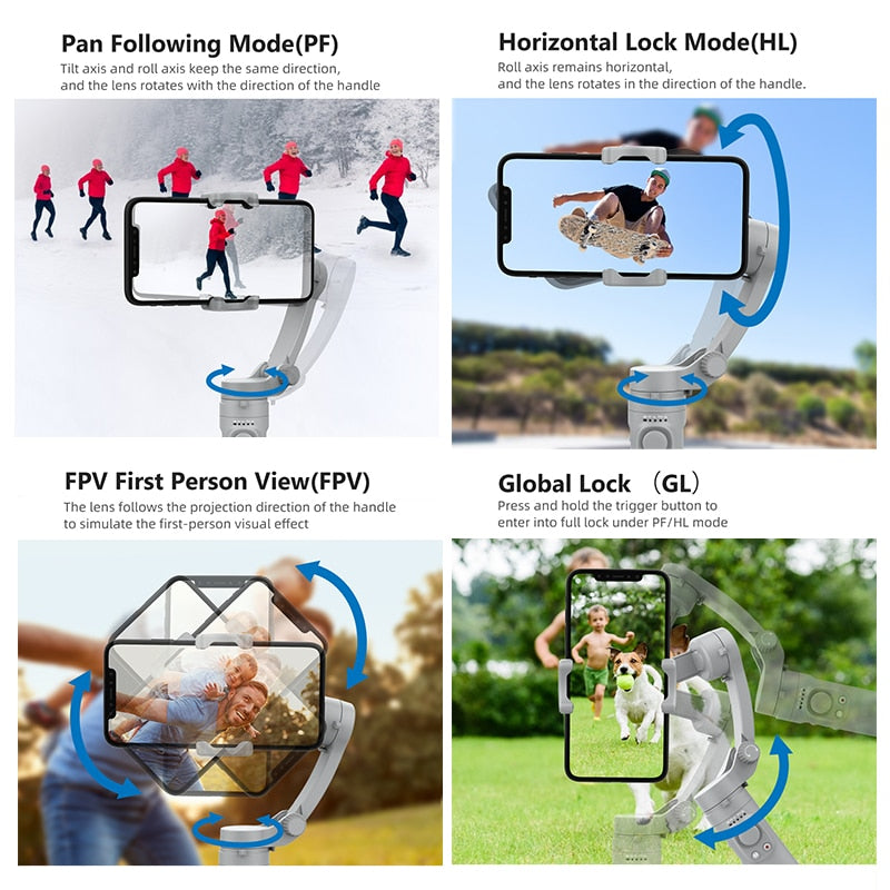 3-Axis Foldable Smartphone Handheld Gimbal Cellphone Video Record Vlog Stabilizer for iPhone 13 Xiaomi Huawei Samsung camera stabilizers DailyAlertDeals