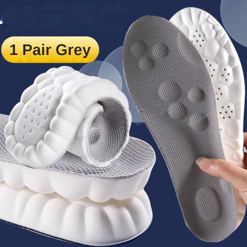 4D Sports Shoes Insoles Super Soft Running Insole for Feet Shock Absorption Baskets Shoe Sole Arch Support Orthopedic Inserts DailyAlertDeals China Gray EU35-36