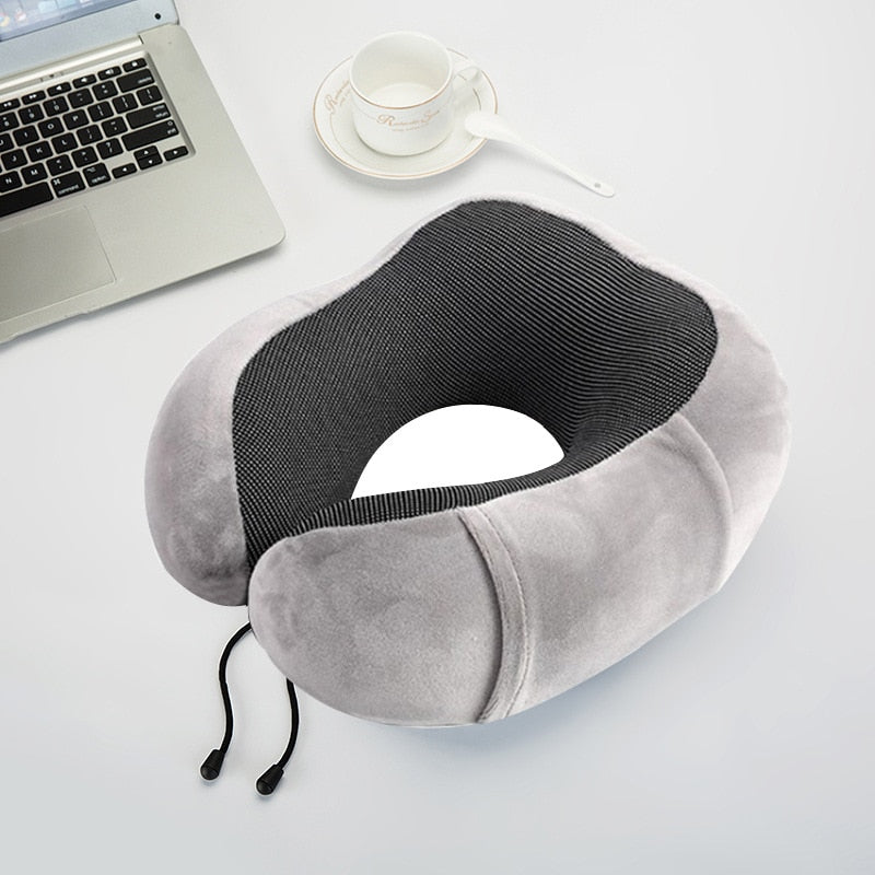 U Shaped Memory Foam Neck Pillows Soft Travel Pillow Massage Neck Pillow Sleeping Airplane Pillow Cervical Healthcare Bedding Pillows DailyAlertDeals Gray pillow
