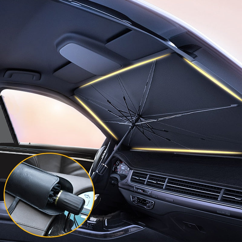 Car Sunshade Umbrella Car Sun Shade Protector Parasol Summer Sun Interior Windshield Protection Accessories For Auto Shading Motor Vehicle Windshield Covers DailyAlertDeals