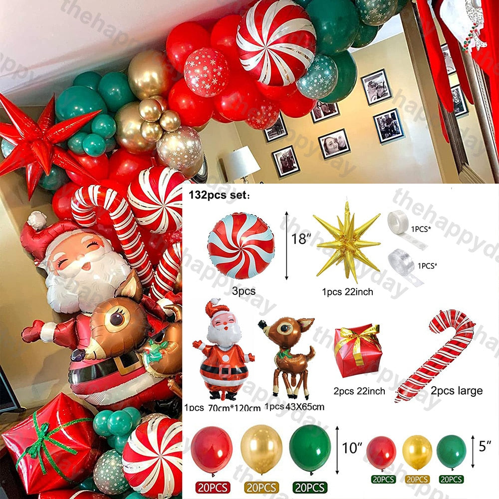 Christmas Balloon Arch Green Gold Red Box Candy Balloons Garland Cone Explosion Star Foil Balloons Christmas Decoration Party Christmas Balloons DailyAlertDeals P 132pcs christmas Other