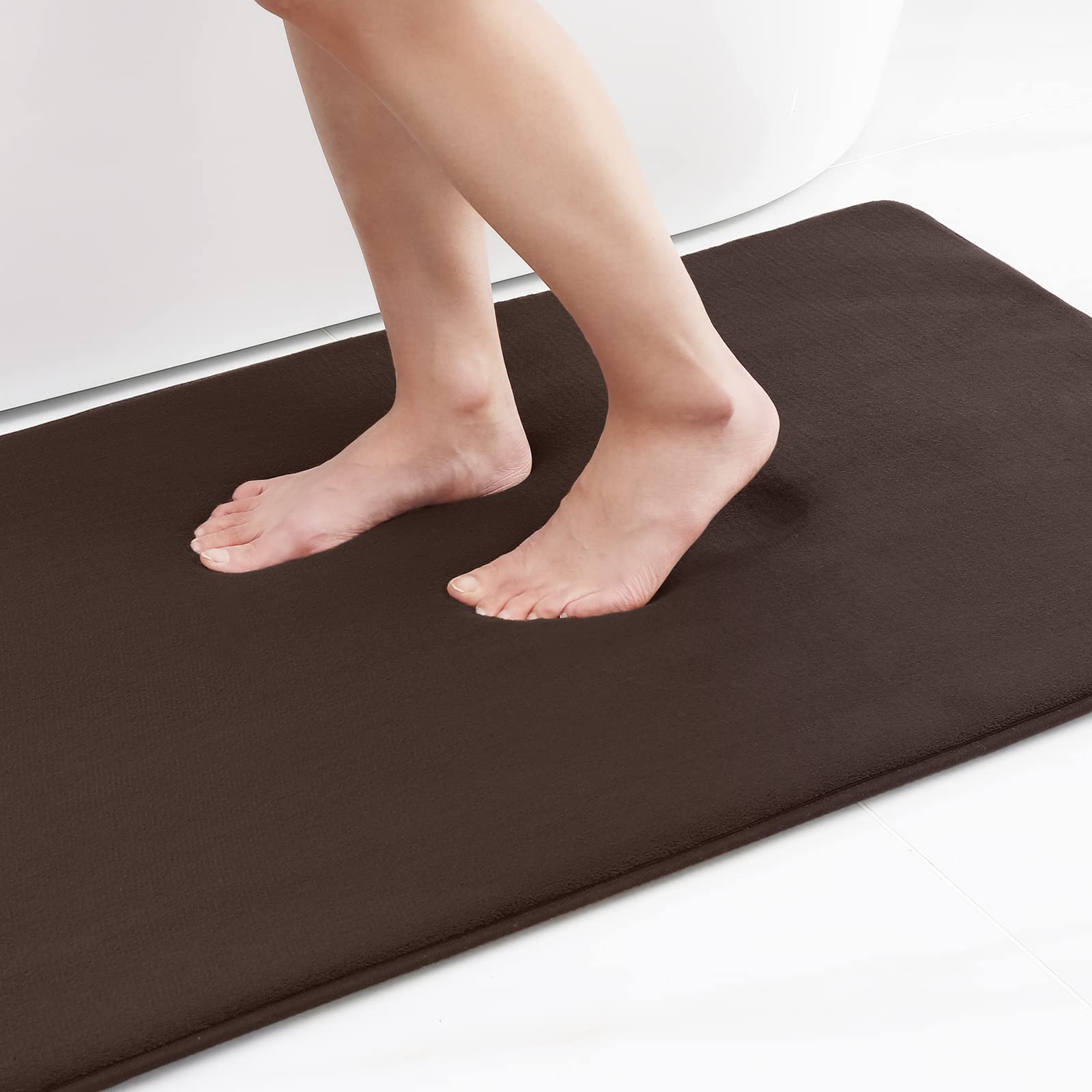 Memory Foam Bath Mat Anti-Slip Shower Carpet Soft Foot Pad Decoration Floor Protector Absorbent Quick Dry Bathroom Rug Mats & Rugs DailyAlertDeals 43x61cm(17x24inch) China brown