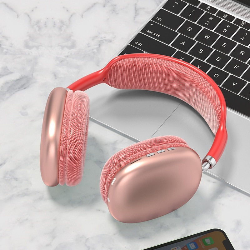P9 Wireless Bluetooth Headphones With Mic Noise Cancelling Headsets Stereo Sound Earphones Sports Gaming Headphones Supports TF headphones DailyAlertDeals 2 red