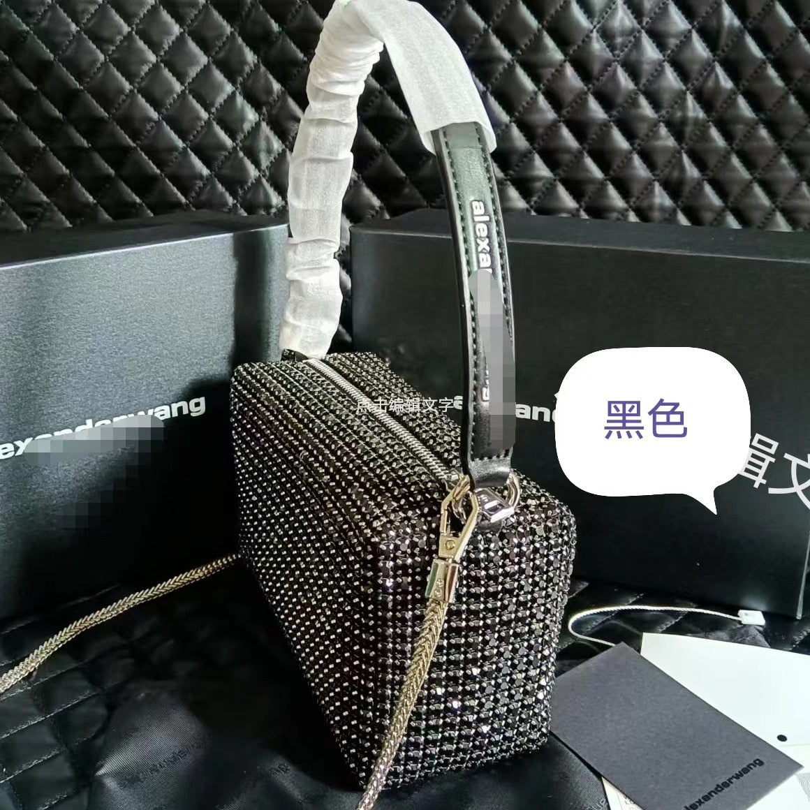 Popular AW Wang Rhinestone Handbag 2022 new trendy diamonds bag crossbodybbag shining party clutch luxury brand design 0 DailyAlertDeals Embossing Black 17cm 10cm 7cm