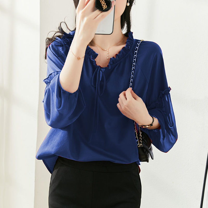 Elegant Fashion V-neck Loose Butterfly Sleeve Blouses Female Solid Color Chiffon Thin Shirts 6XL Oversize Women Clothing 2022 0 DailyAlertDeals