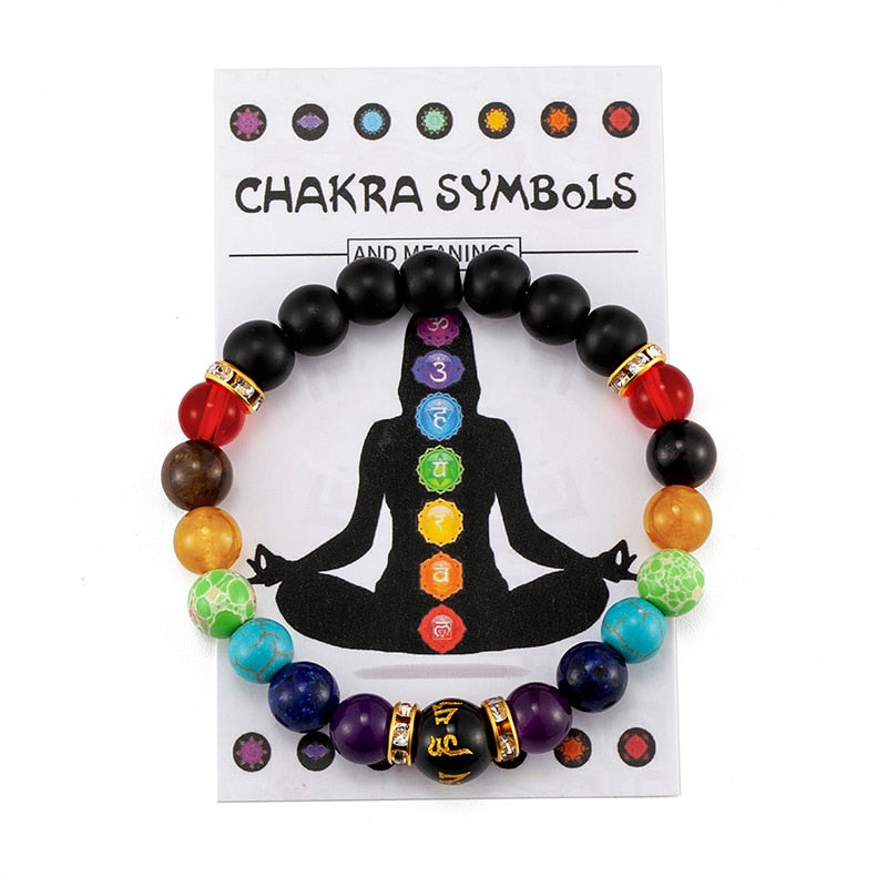 7 Chakra Bracelet with Meaning Cardfor Men Women Natural Crystal Healing Anxiety Jewellery Mandala Yoga Meditation Bracelet Gift 0 DailyAlertDeals