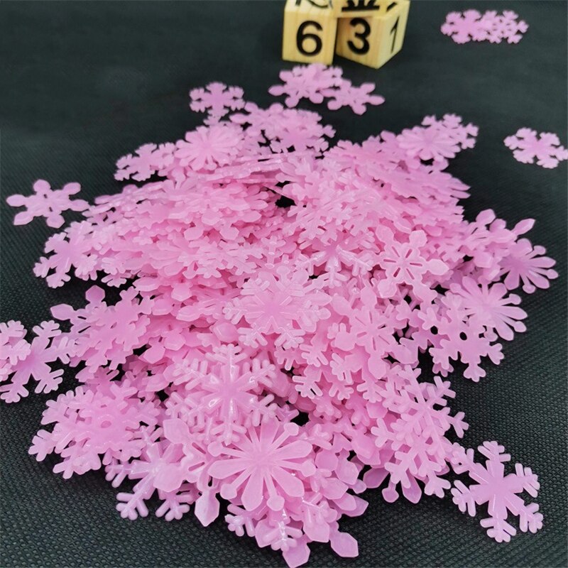 50Pcs Luminous Snowflake Wall Stickers Glow In The Dark Decal for Kids Baby Rooms Bedroom Christmas Home Decoration Navidad 2023 Wall sticker DailyAlertDeals Pink