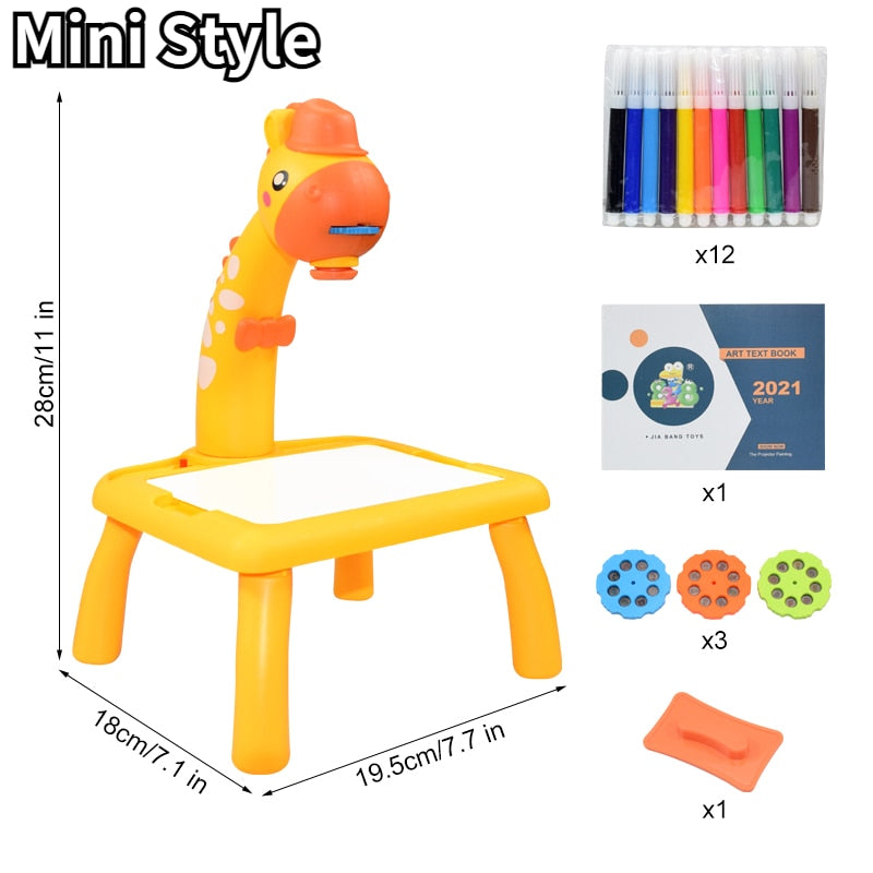 Children Led Projector Art Drawing Table Toys Kids Painting Board Desk Arts Crafts Educational Learning Paint Tools Toy for Girl Kids Led Projector Drawing Table DailyAlertDeals China Mini Yellow With Box