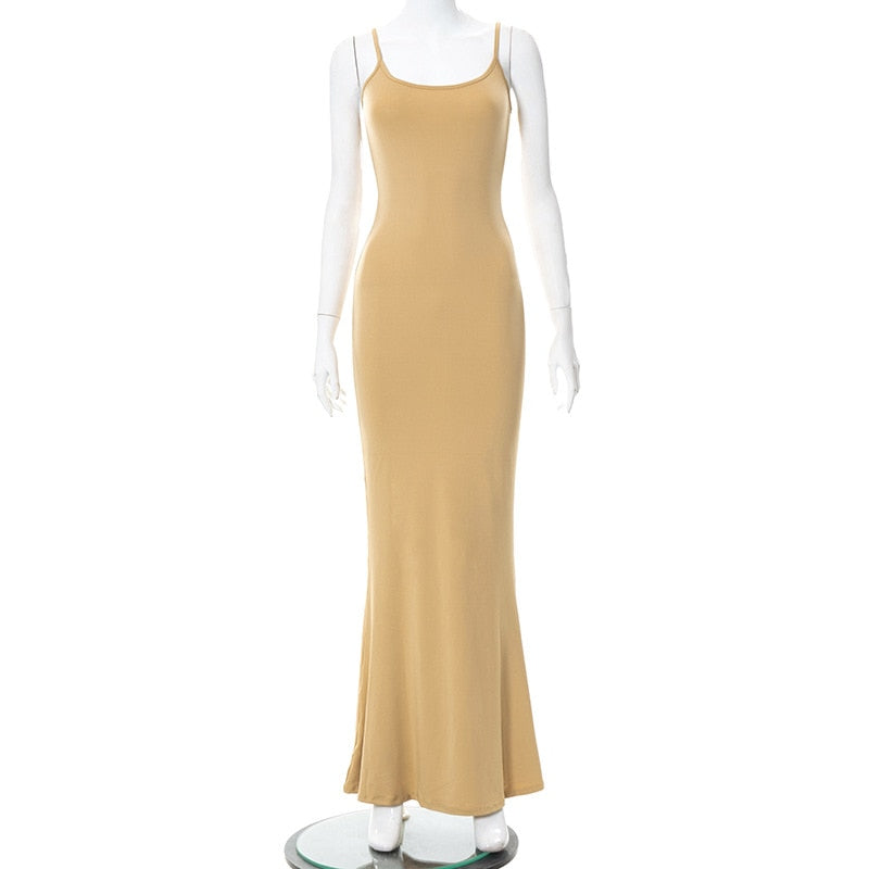 Summer Sexy Bodycon Satin Slip Sleeveless Backless Maxi Dress for Women Birthday Party Clubwear Outfits Maxi Dress for women DailyAlertDeals Yellow XXS
