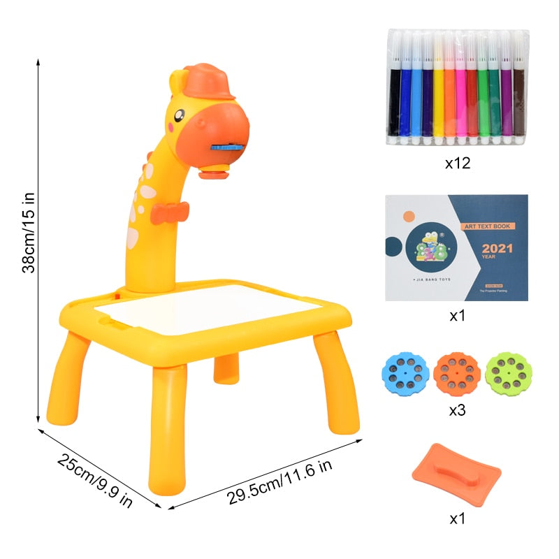 Children Led Projector Art Drawing Table Toys Kids Painting Board Desk Arts Crafts Educational Learning Paint Tools Toy for Girl Kids Led Projector Drawing Table DailyAlertDeals China F Yellow with box