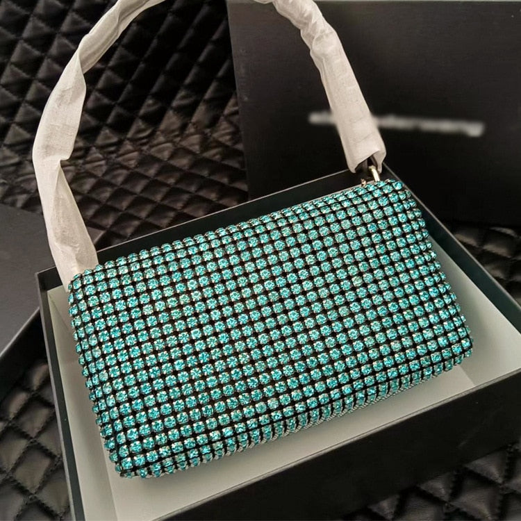 Popular AW Wang Rhinestone Handbag 2022 new trendy diamonds bag crossbodybbag shining party clutch luxury brand design 0 DailyAlertDeals Rhinestone Lake 17cm 10cm 7cm