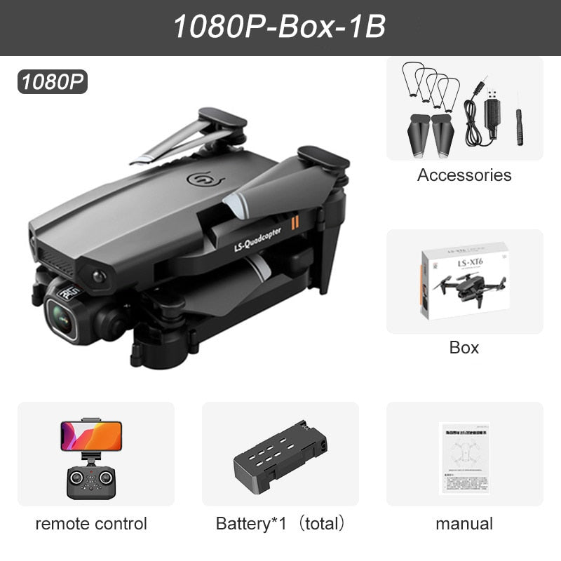 XT6 Mini Drone 4K 1080P HD Camera WiFi Fpv Air Pressure Altitude Hold Foldable Quadcopter RC Dron Kid Toy Boys GIfts Mini Drone 4K 1080P HD Camera DailyAlertDeals 1080P Box 1B USA