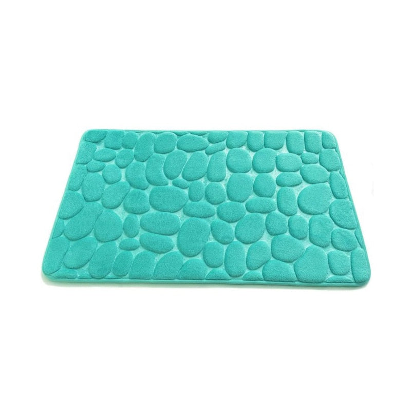Cobblestone Embossed Bathroom Bath Mat Non-slip Carpets In Wash Basin Bathtub Side Floor Rug Shower Room Doormat Memory Foam Pad 0 DailyAlertDeals Lake Blue 40x60cm