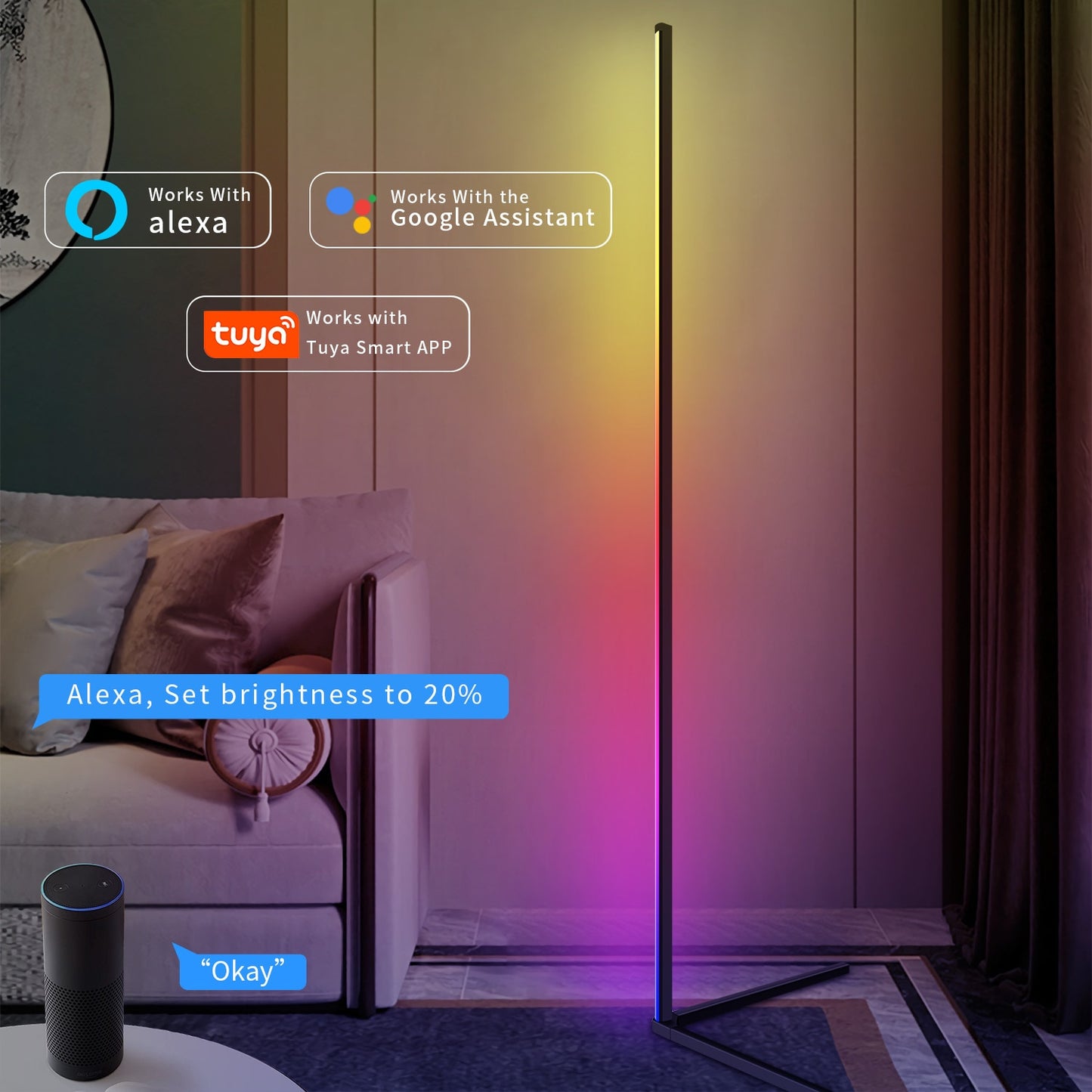 Modern Led Floor Lamp RGB Nordic Floor Lamps Living Room Indoor RGB Atmosphere Floor Light Standing Lamps for Bedroom Decoration 0 DailyAlertDeals