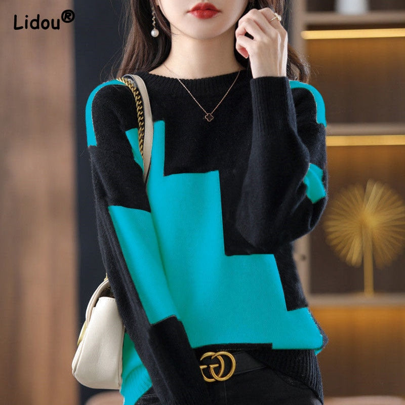 Causal O Neck Long Sleeve T Shirts Fashion Skinny Solid Color Patchwork Female Clothing Free Shipping Elegant Simple Wild Tops 0 DailyAlertDeals