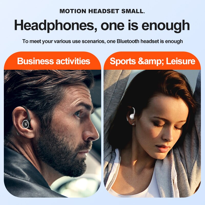 Bluetooth 5.2 Earphone Noise Cancelling Sports Wireless Business Headphones Headset Waterproof Hanging Single Ear Earbuds 0 DailyAlertDeals