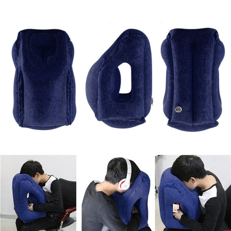 Inflatable Air Cushion Travel Pillow Headrest Chin Support Cushions for Airplane Plane Office Rest Neck Nap Pillows Travel Pillows DailyAlertDeals