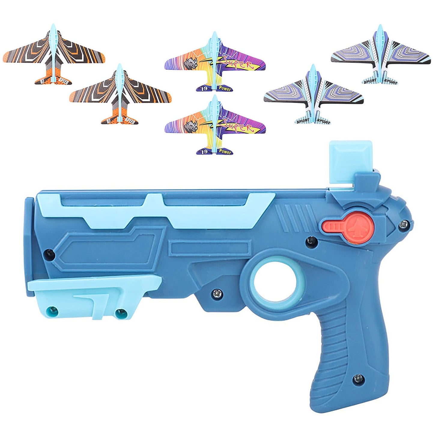 Airplane Launcher Toy Catapult Gun Toy With 6 Small Plane One-Click Ejection Shooting Gun Airplane Toys for Kids Boy Gift Airplane Launcher Bubble Catapult With 6 Small Plane Toy for children kids boy DailyAlertDeals China Blue
