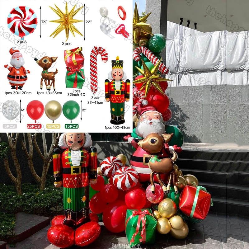 Christmas Balloon Arch Green Gold Red Box Candy Balloons Garland Cone Explosion Star Foil Balloons New Year Christma Party Decor Christmas Balloons DailyAlertDeals U 75pcs Christmas Other
