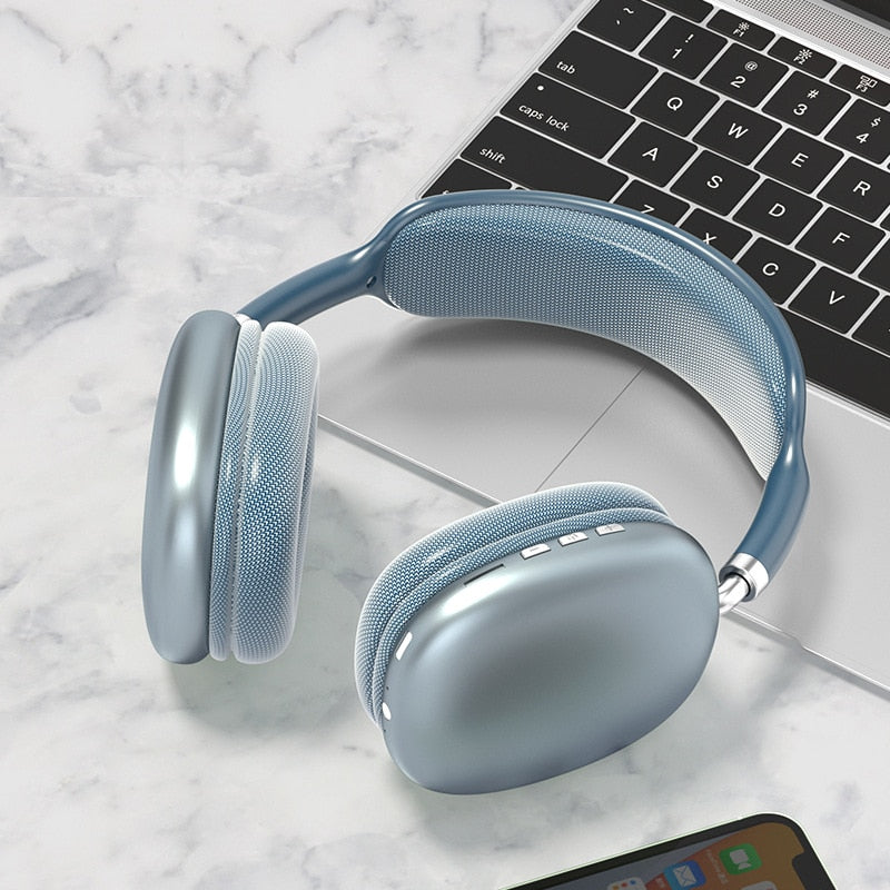 P9 Wireless Bluetooth Headphones With Mic Noise Cancelling Headsets Stereo Sound Earphones Sports Gaming Headphones Supports TF headphones DailyAlertDeals 2 blue