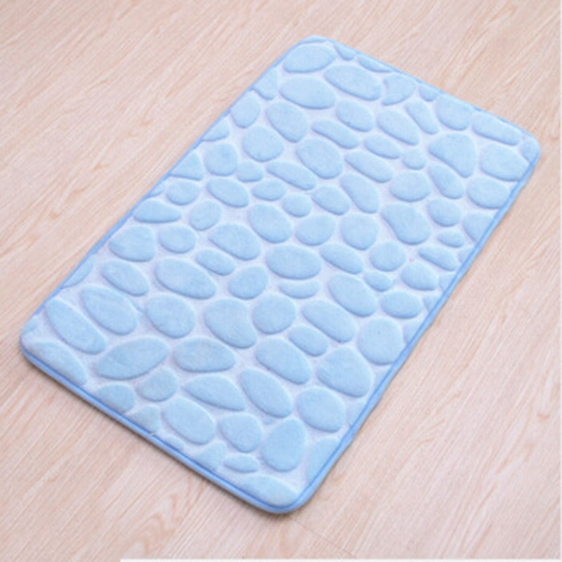 Cobblestone Embossed Bathroom Bath Mat Non-slip Carpets In Wash Basin Bathtub Side Floor Rug Shower Room Doormat Memory Foam Pad 0 DailyAlertDeals Sky Blue 40x60cm