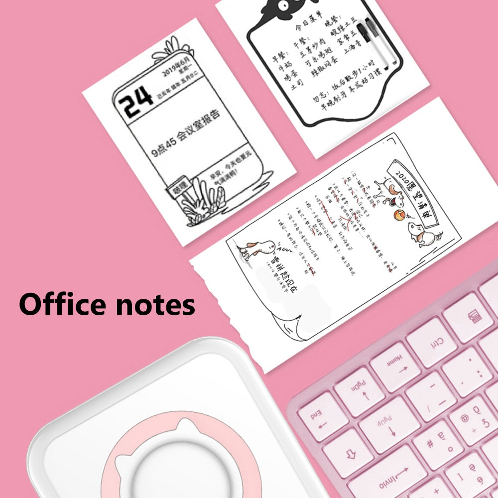 Cat Shape Mini Portable Label Printer Thermal Printing Wireless Impresoras Paper Photo Inkless Printers Sticker Android IOS 57mm Mini printer DailyAlertDeals