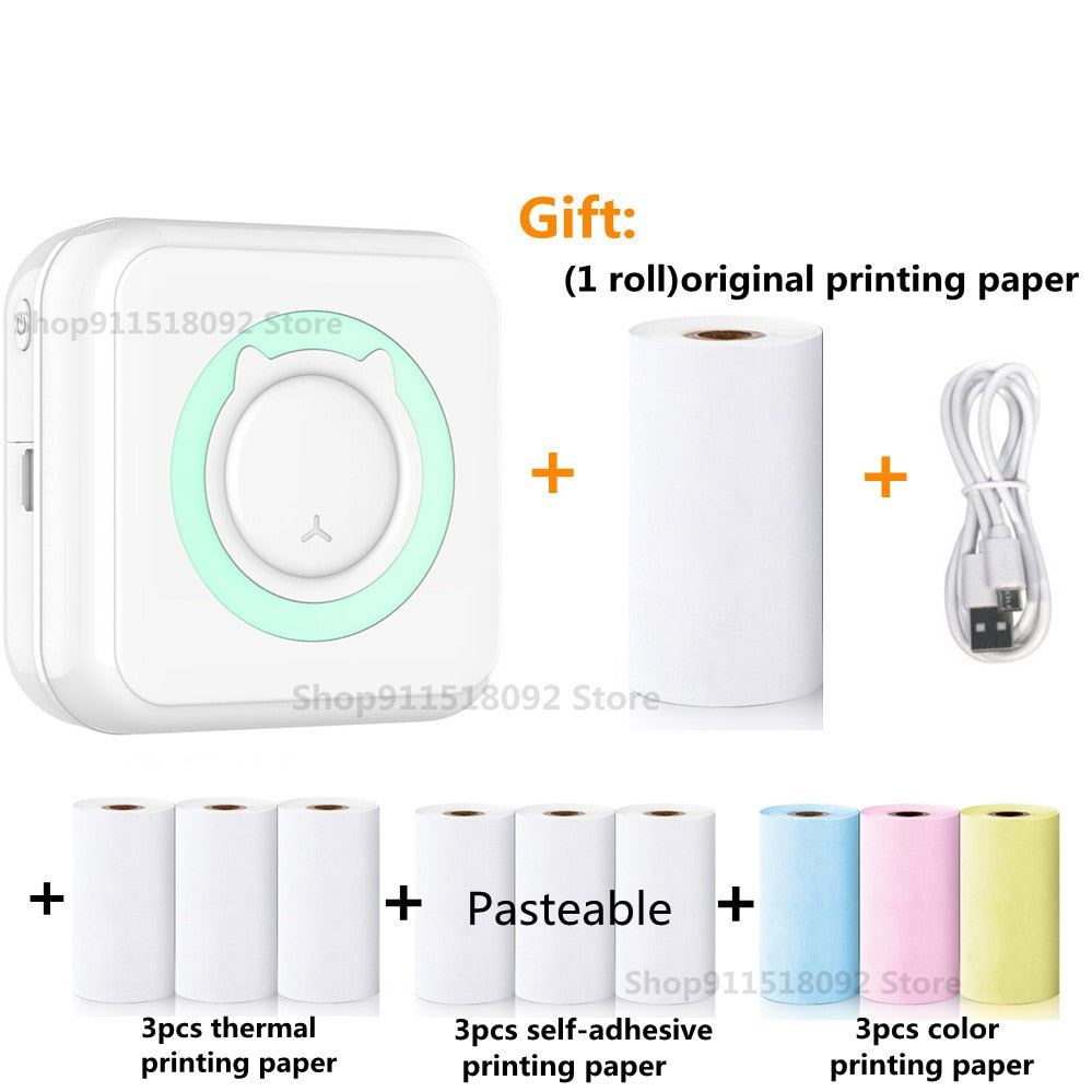 Cat Shape Mini Portable Label Printer Thermal Printing Wireless Impresoras Paper Photo Inkless Printers Sticker Android IOS 57mm Mini printer DailyAlertDeals B-Blue and each 3pcs China