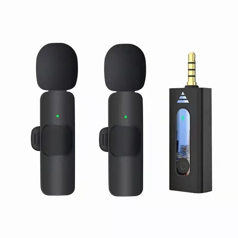 Wireless Lavalier Microphones & Systems Portable Audio Video Recording Mini Mic For iPhone Android Facebook Youtube Live Broadcast Gaming wiresless mircophone DailyAlertDeals micro 2 in 1