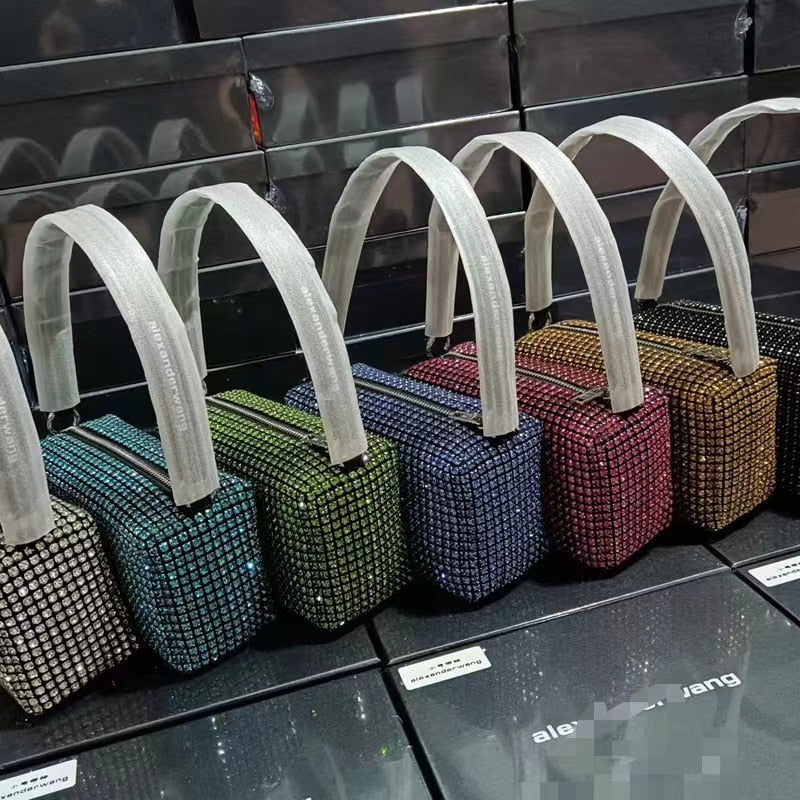 Popular AW Wang Rhinestone Handbag 2022 new trendy diamonds bag crossbodybbag shining party clutch luxury brand design 0 DailyAlertDeals