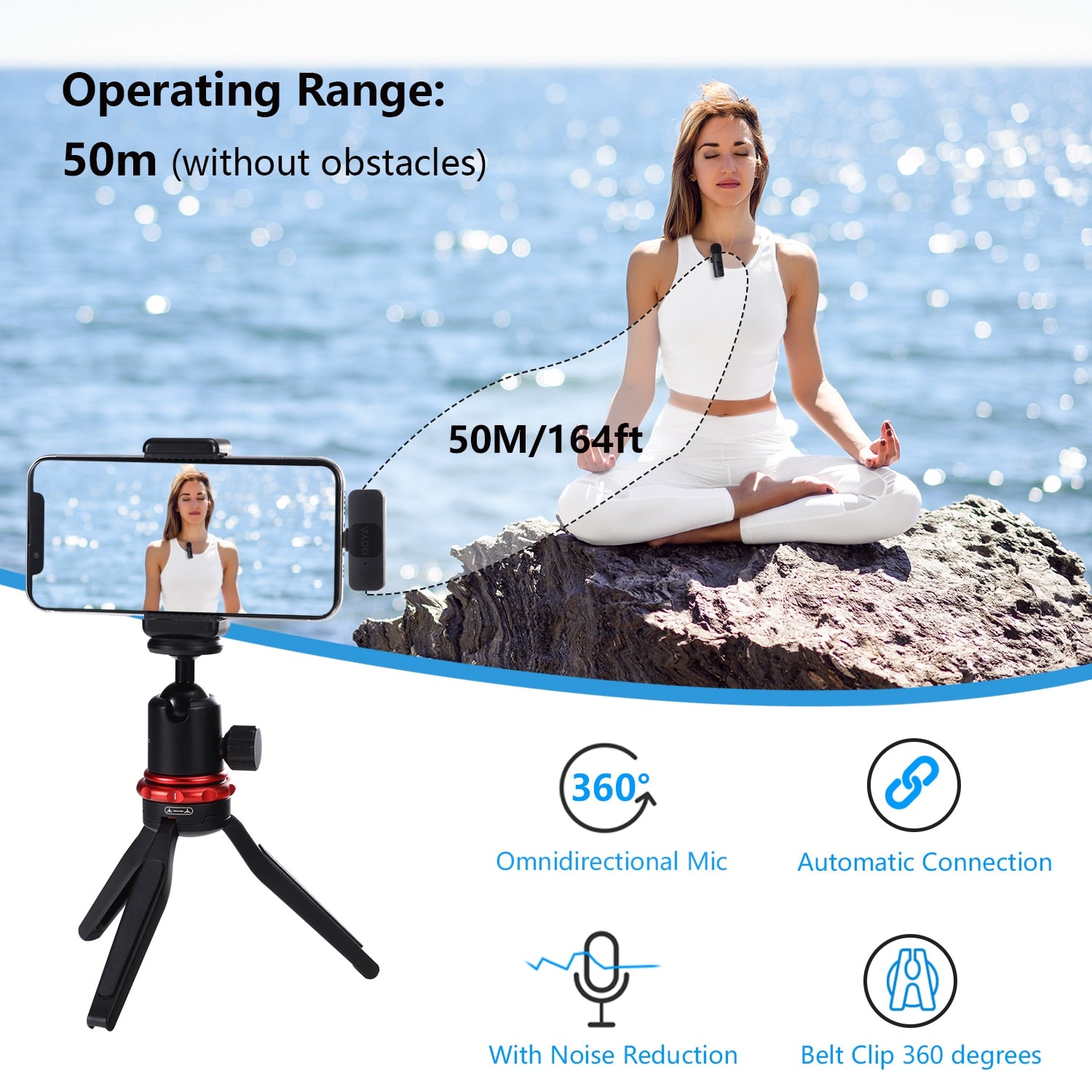 BOYA BY-V Professional Wireless Lavalier Mini Microphone for iPhone iPad Android Live Broadcast Gaming Recording Interview Vlog microphone for recording DailyAlertDeals