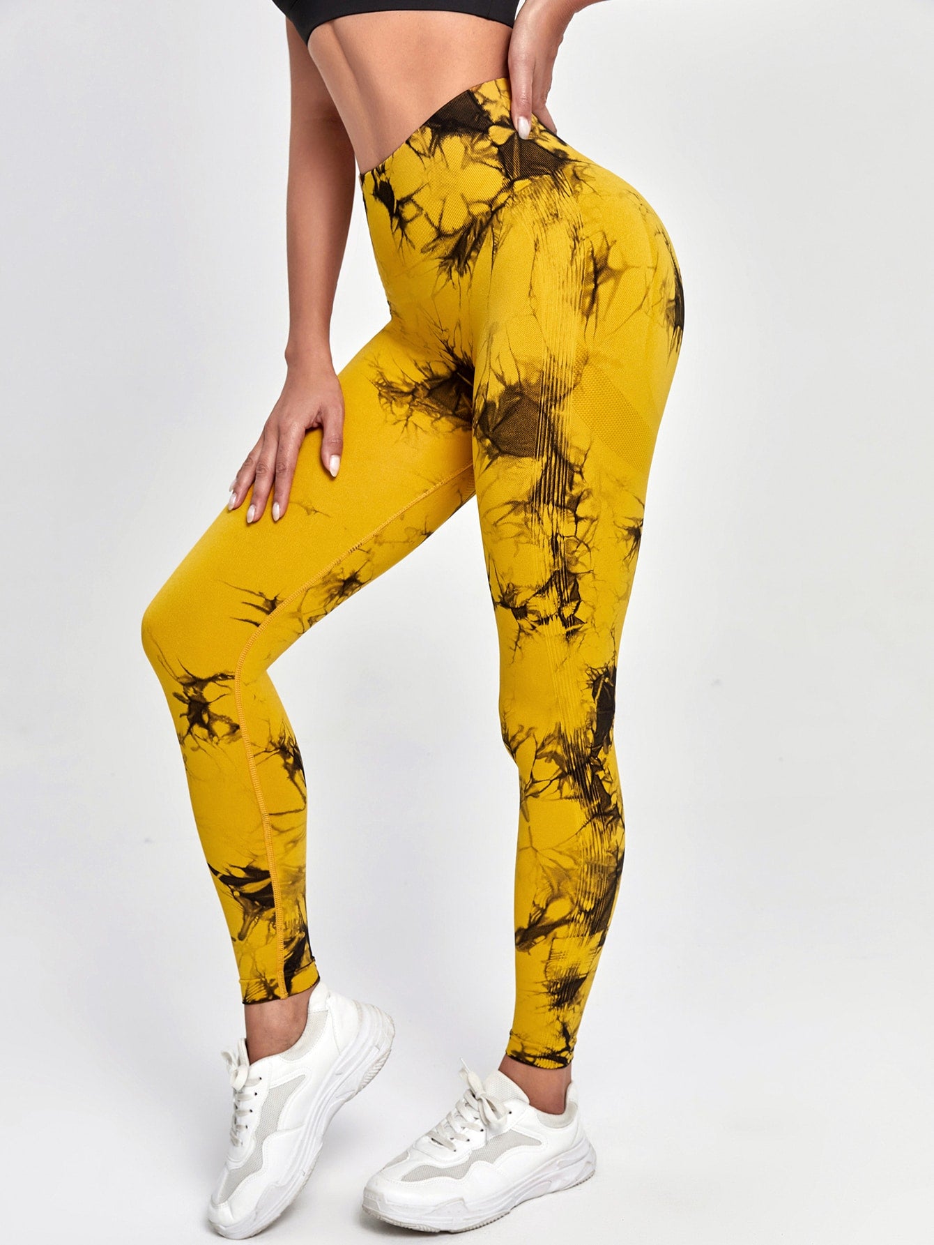 Tie Dye Yoga Pants Sport Leggings Women Seamless High Waist Push Up Woman Tights Fitness Workout Leggins Gym Clothing 2022 New Yoga Pants DailyAlertDeals Yellow black S