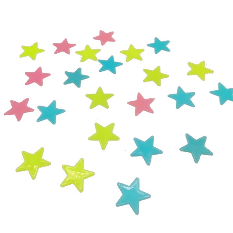 100Pcs 3D Star Wall Stickers Glow In The Dark Energy Storage Fluorescent Luminous Wall Art Decor Kids Living Room Decoration Decorative wall Stickers DailyAlertDeals