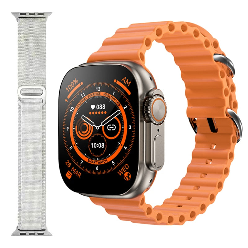 NEW Smart Watch Ultra Series 8 NFC 49MM Smartwatch Men Women Bluetooth Call Waterproof Wireless Charging HD Screen for Apple smart watch DailyAlertDeals GoldHY-WhiteGS