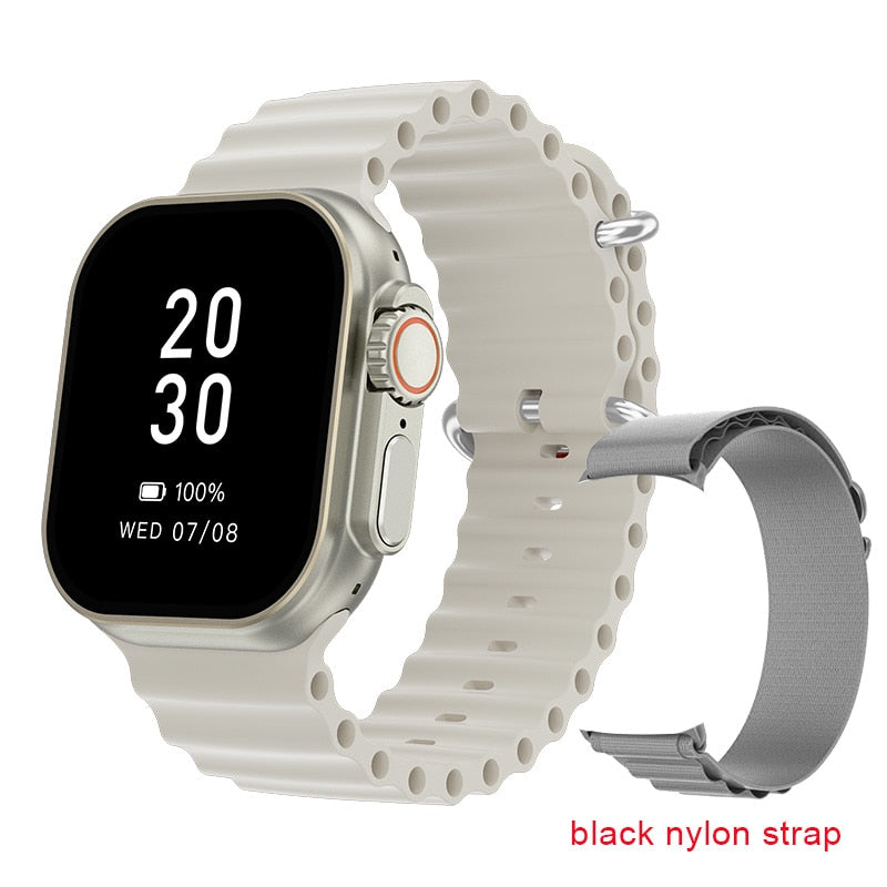 2023 New Smart Watch Body Temperature Ultra Series 8 NFC Smartwatch Wireless Charging Bluetooth Call Men Women Watch for Apple Smart watch DailyAlertDeals grey nylon