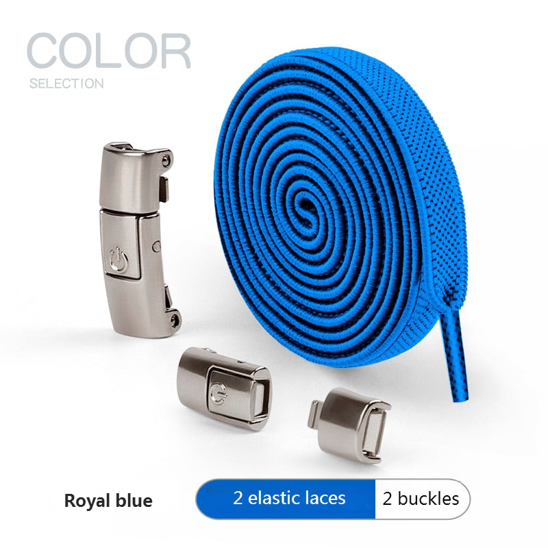 2022 No Tie Shoe laces Press Lock Shoelaces without ties Elastic Laces Sneaker Kids Adult 8MM Widened Flat Shoelace for Shoes 0 DailyAlertDeals Royal blue China
