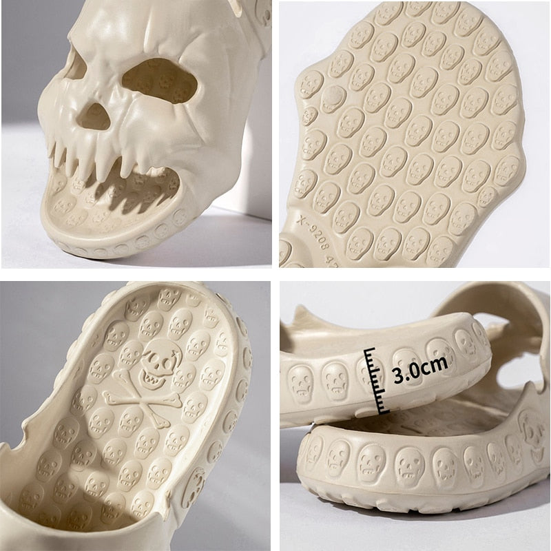 Skull Design Men Slippers 2023 Summer Outdoor Fun Novelty Slide Thick Sole Platform Beach Non-slip Women Sandal shoes DailyAlertDeals