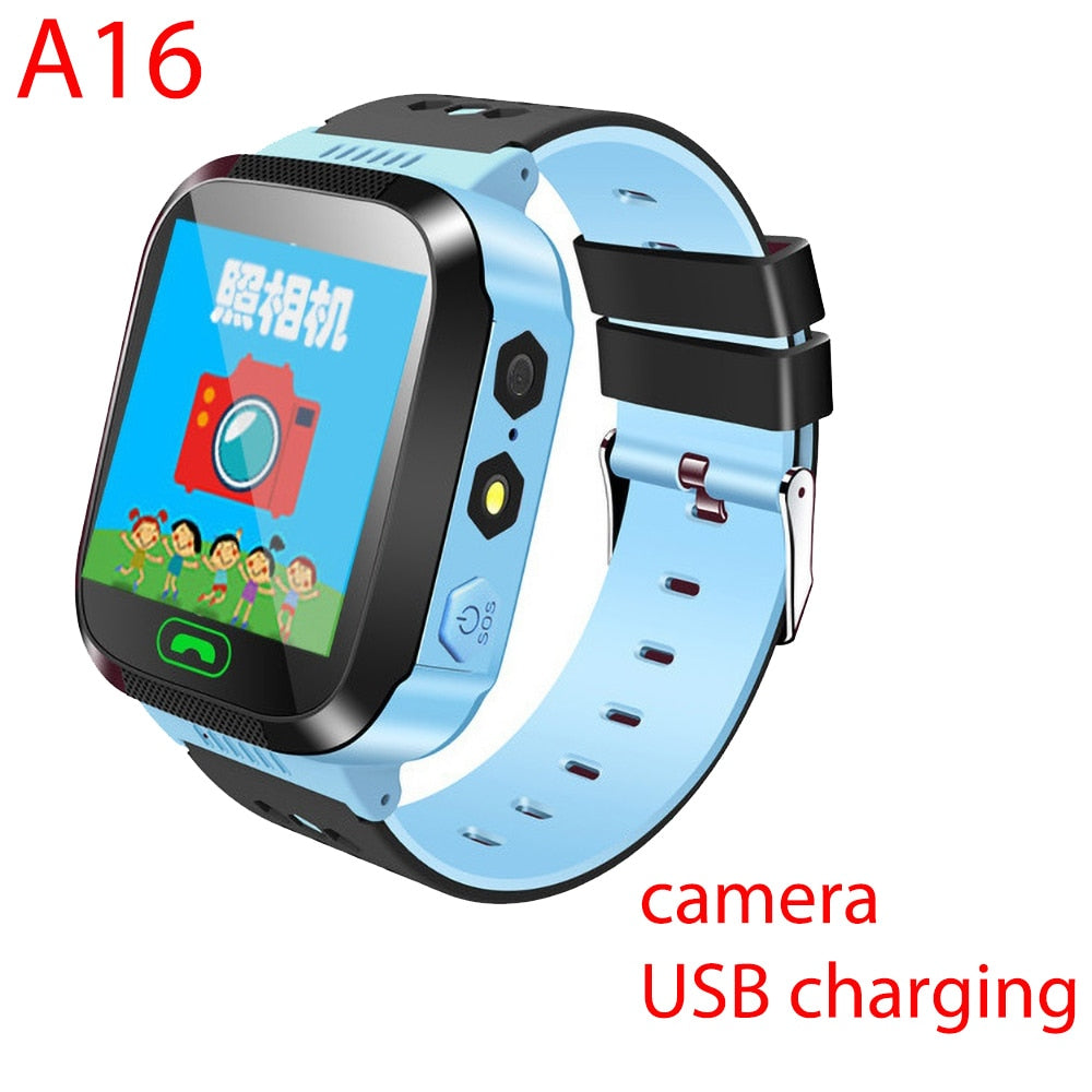 Q12 Children Smart Watch SOS Phone Watch Smartwatch Kids With Sim Card Photo Waterproof IP67 A28 Q19 Gift For IOS Android Z5S W5 0 DailyAlertDeals A16 Blue silica English version