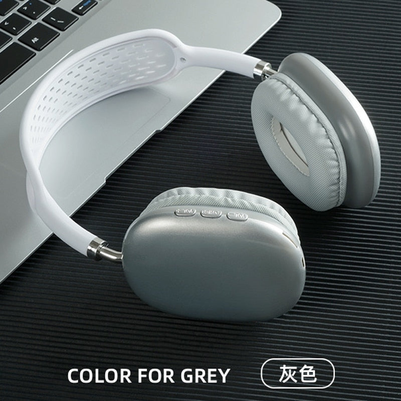 P9 Wireless Bluetooth Headphones With Mic Noise Cancelling Headsets Stereo Sound Earphones Sports Gaming Headphones Supports TF headphones DailyAlertDeals 1 silver