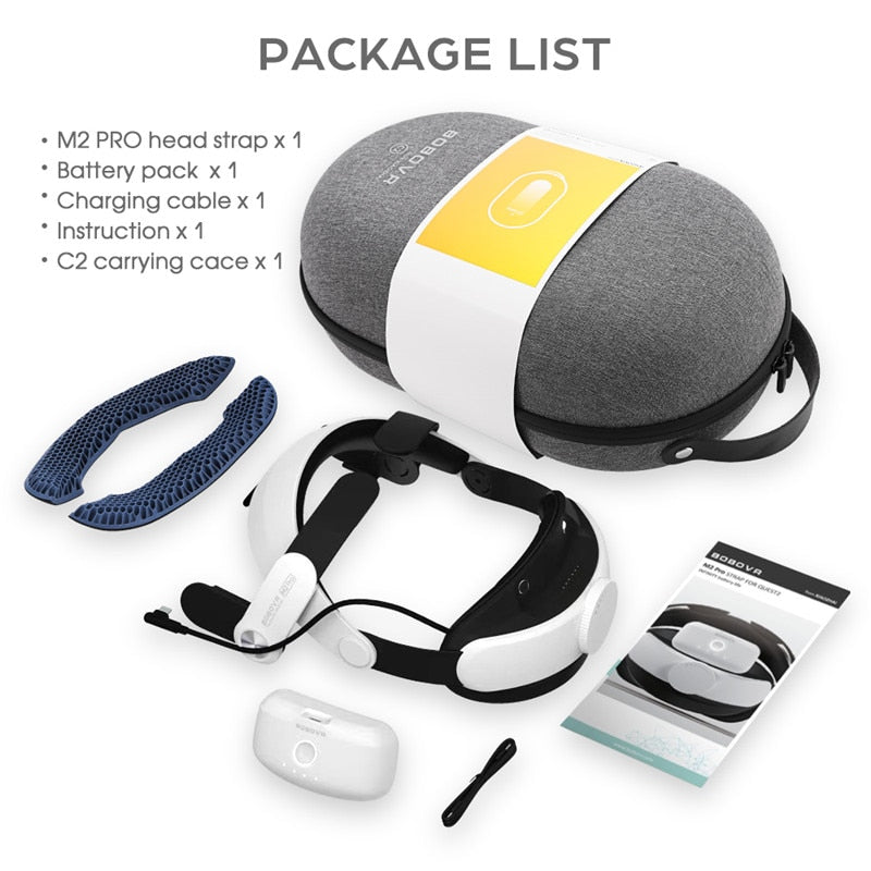 BOBOVR M2 Pro Battery Head Strap For Oculus Quest 2 Elite Halo Strap with 5200mAh Battery Pack for Meta Quest2 VR Accessories Immersive VR for oculus DailyAlertDeals Poland set 2