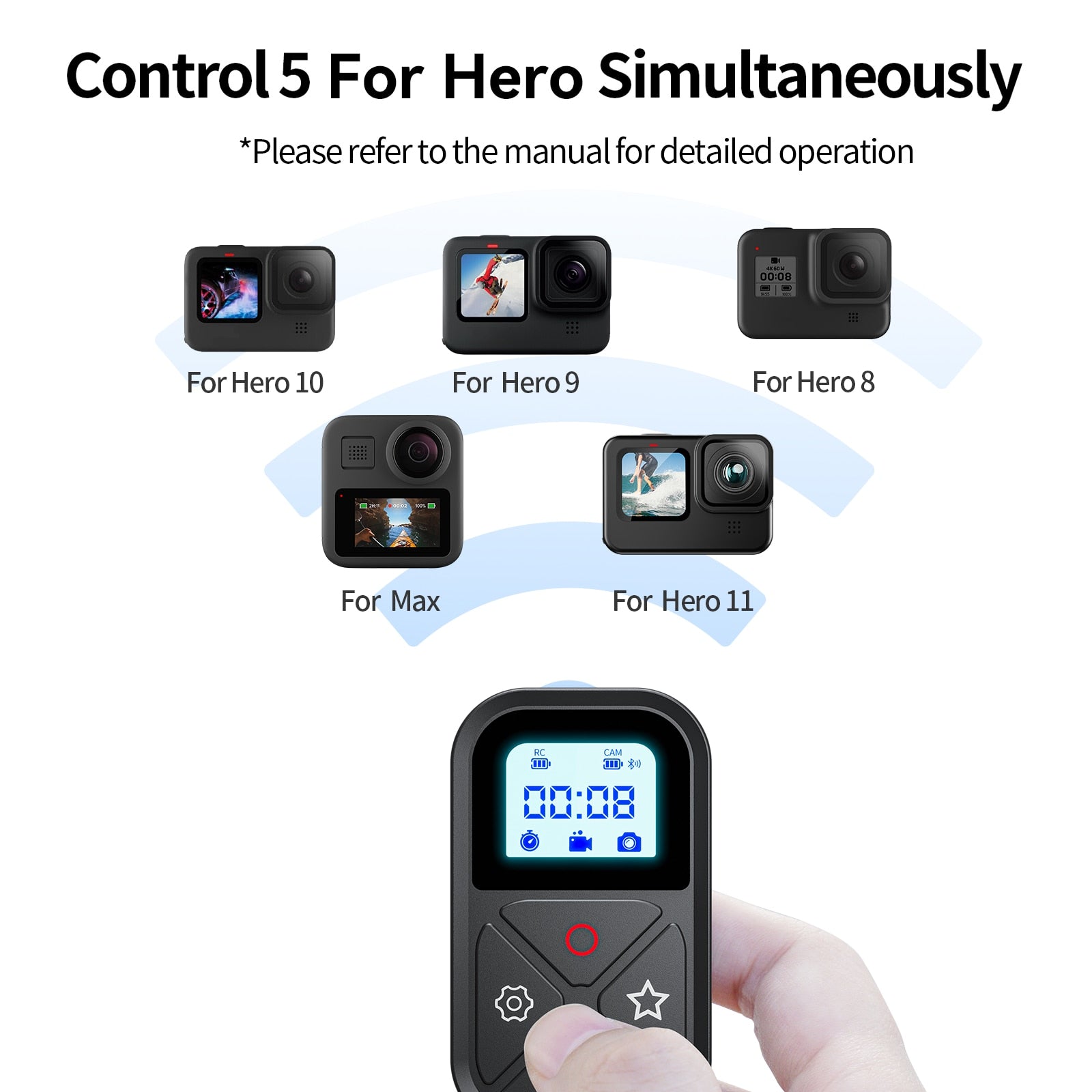 TELESIN 80M Bluetooth Remote Control For GoPro Hero 11 10 9 8 Max 11 Mini With Wrist Strap For Smart Phone Gopro Accessories Bluetooth Remote Control DailyAlertDeals