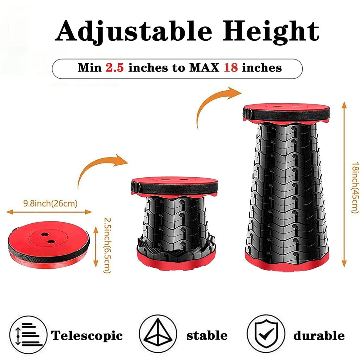 Portable Telescopic Folding Stool Outdoor Camping Retractable Stools for Travel Hiking Beach Chair Foldable Fishing Stool Chairs Folding Chairs & Stools DailyAlertDeals