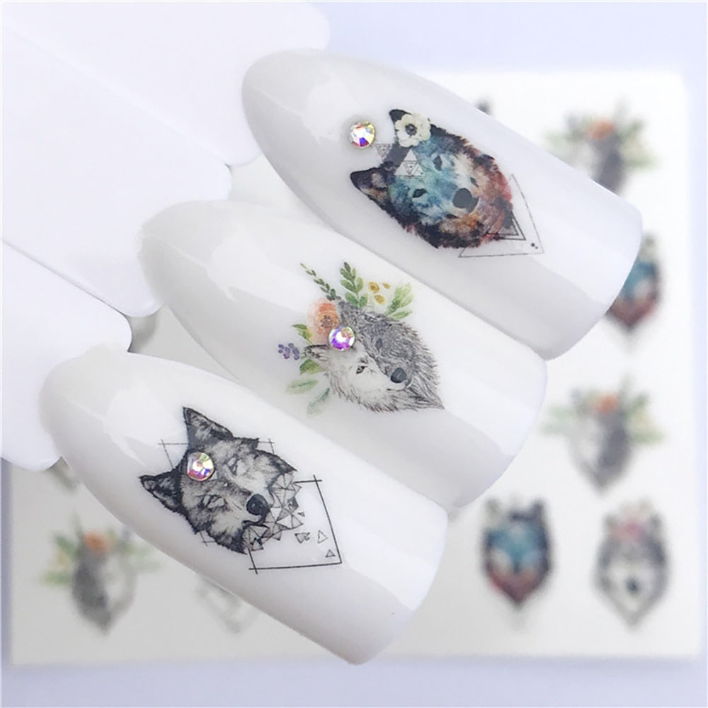 Nail Sticker Wolf Stickers Sliders For Nails Summer Full Nail Design Decorations Water Decals Animal Transfer Children's Slider nail art DailyAlertDeals YZW-3077
