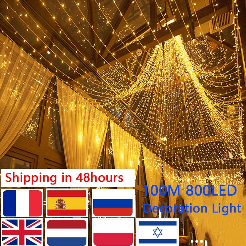 Fairy Lights 10M-100M Led String Garland Christmas Light Waterproof For Tree Home Garden Wedding Party Outdoor Indoor Decoration RGB LED Light String DailyAlertDeals